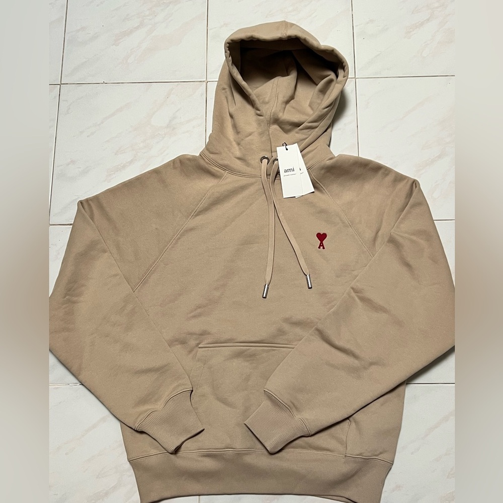 Men L $455 AMI Paris Coeur Drawstring Hoodie Alexander Mattiussi red logo
